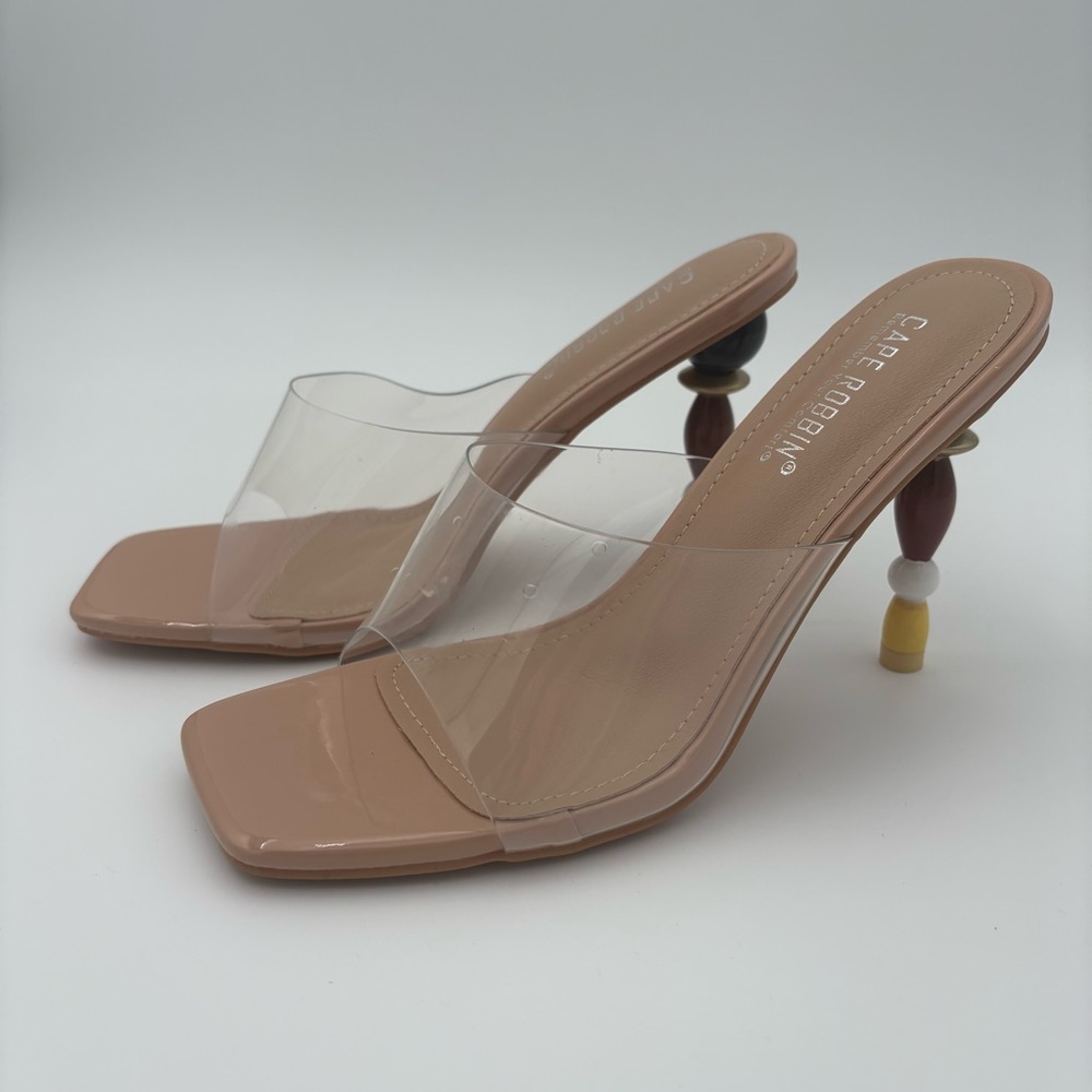 Cape Robbin Clear Strap Beaded Heel Sandals | NWT | size 7.5 Statement Heels - Picture 2 of 14